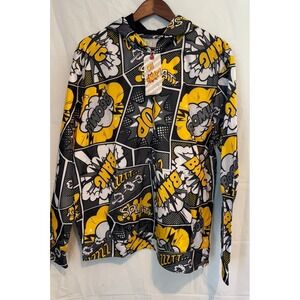 Drill Clothing Co. Comic Book Pop Art Hoodie Grey Yellow Medium